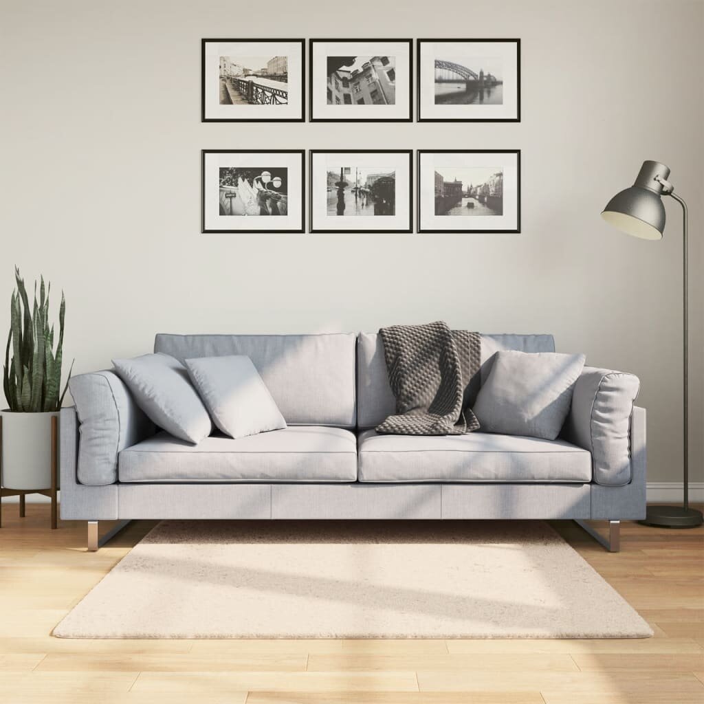 vidaXL Килим HUARTE с къс косъм мек и миещ се бежов 120x120 см