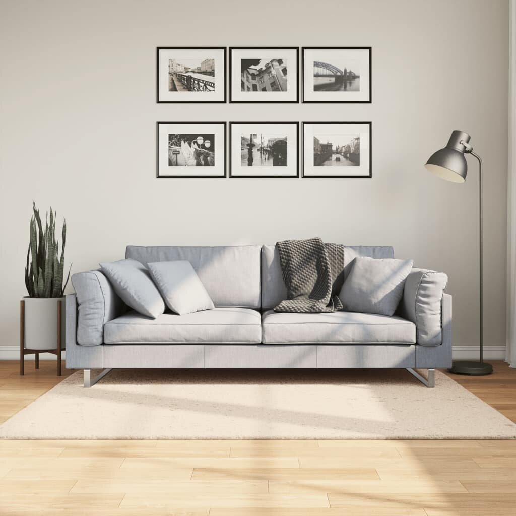 vidaXL Килим HUARTE с къс косъм мек и миещ се бежов 120x170 см