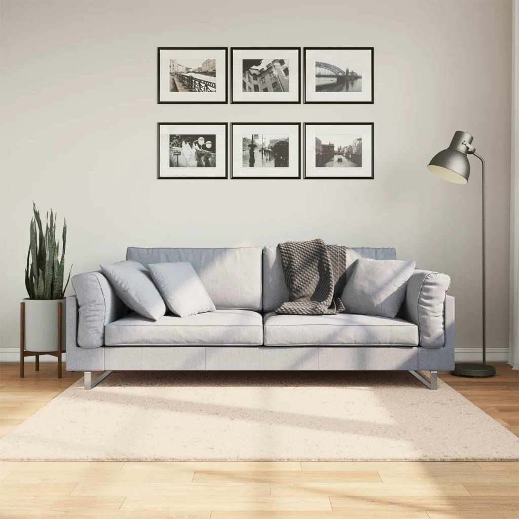 vidaXL Килим HUARTE с къс косъм мек и миещ се бежов 160x160 см