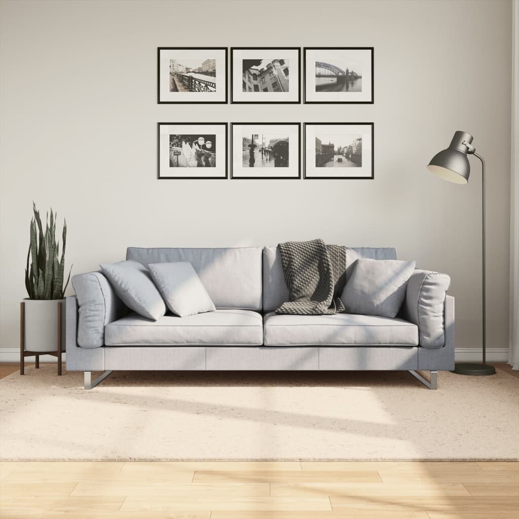 vidaXL Килим HUARTE с къс косъм мек и миещ се бежов 160x230 см