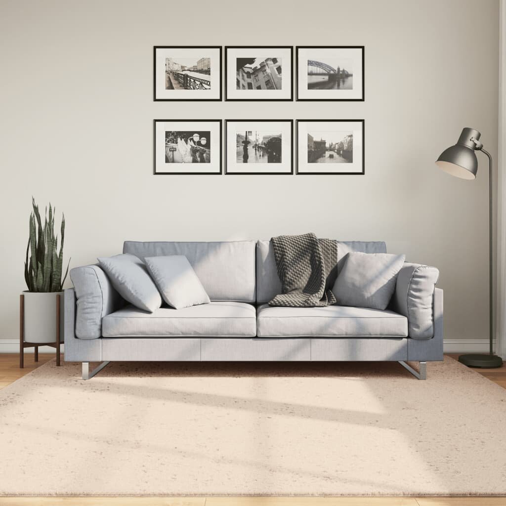 vidaXL Килим HUARTE с къс косъм мек и миещ се бежов 200x200 см