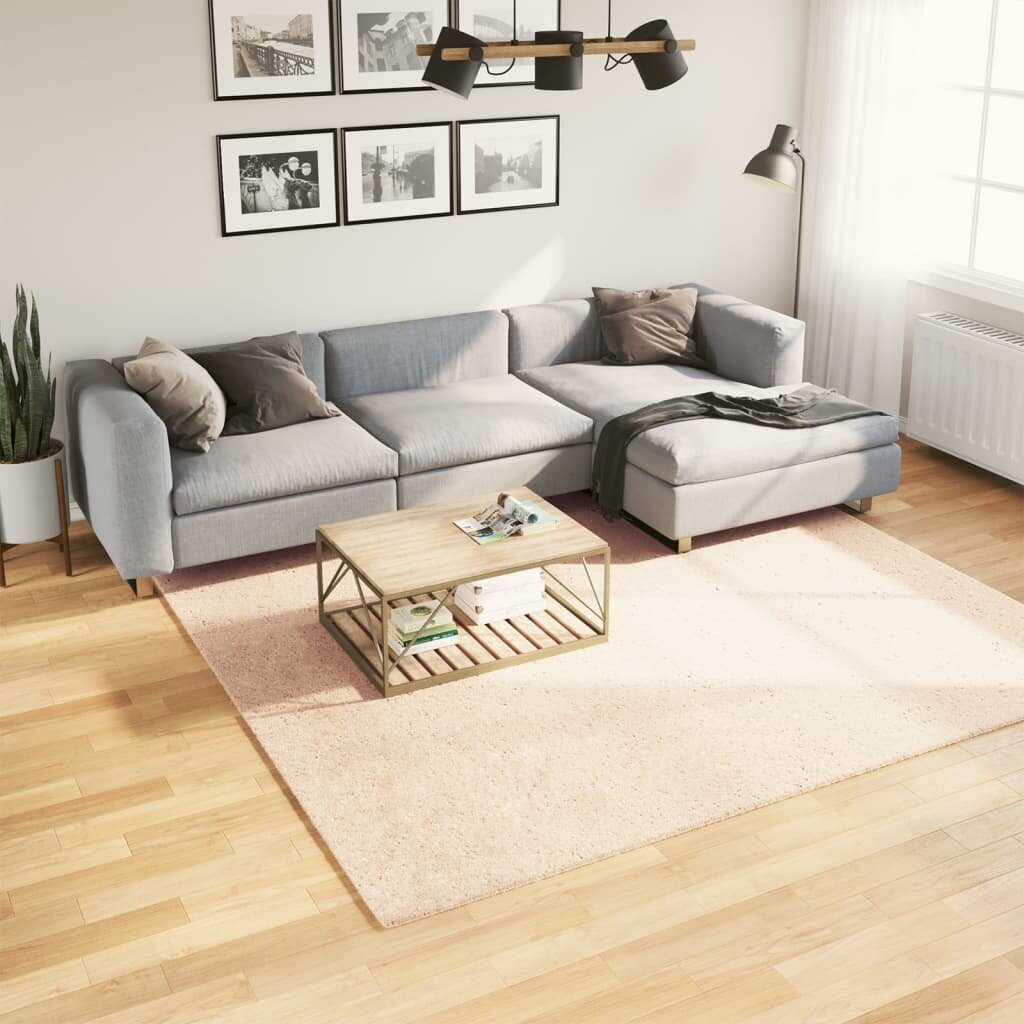 vidaXL Килим HUARTE с къс косъм мек и миещ се бежов 240x240 см