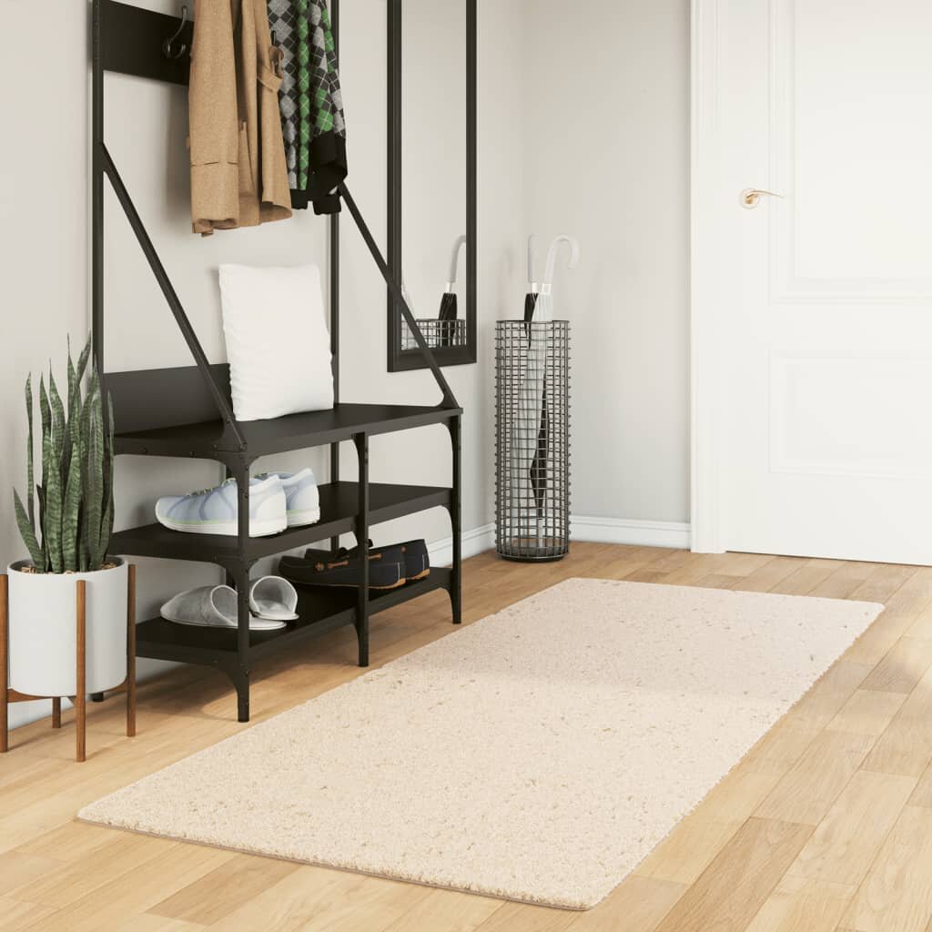 vidaXL Килим HUARTE с къс косъм мек и миещ се бежов 80x200 см