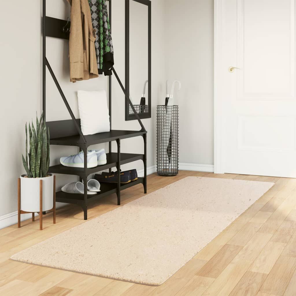 vidaXL Килим HUARTE с къс косъм мек и миещ се бежов 80x250 см