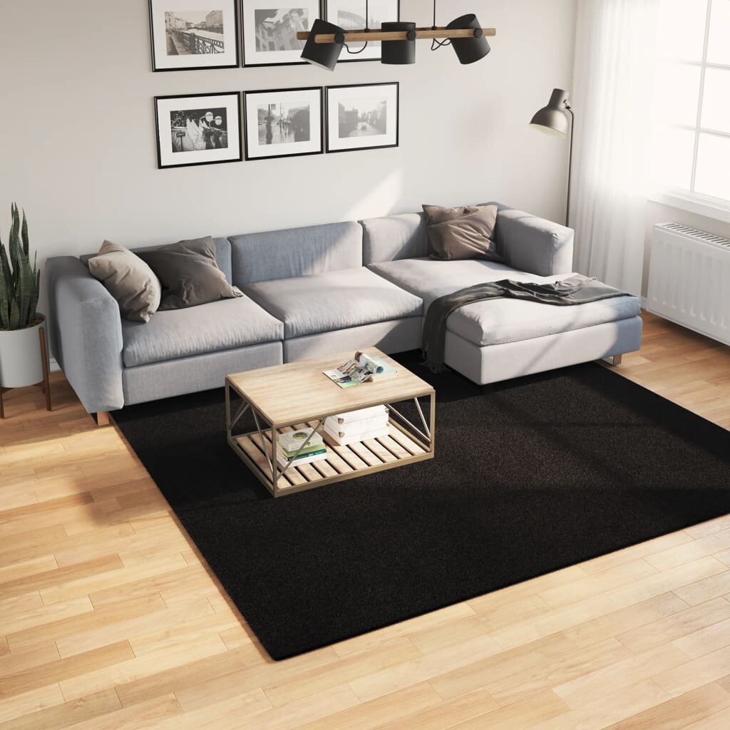 vidaXL Килим HUARTE с къс косъм мек и миещ се черен 240x240 см