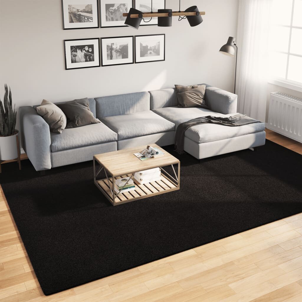 vidaXL Килим HUARTE с къс косъм мек и миещ се черен 240x340 см