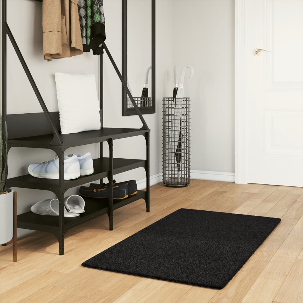 vidaXL Килим HUARTE с къс косъм мек и миещ се черен 60x110 см