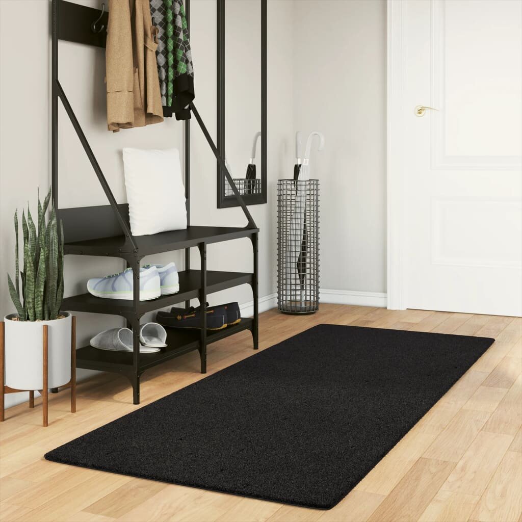 vidaXL Килим HUARTE с къс косъм мек и миещ се черен 80x200 см
