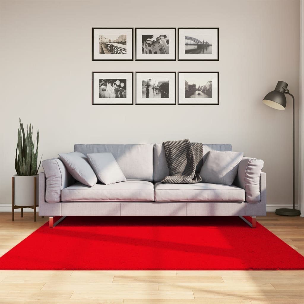 vidaXL Килим HUARTE с къс косъм мек и миещ се червен 160x160 см