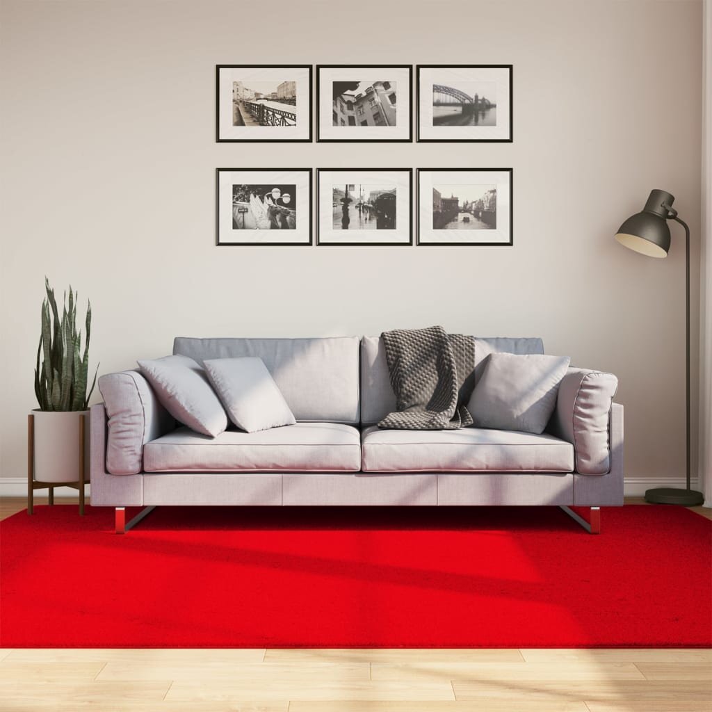 vidaXL Килим HUARTE с къс косъм мек и миещ се червен 160x230 см