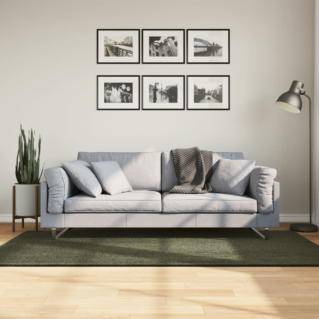 vidaXL Килим HUARTE с къс косъм мек и миещ се горско зелен 100x200см