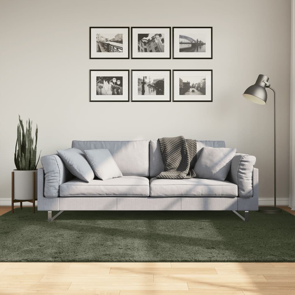 vidaXL Килим HUARTE с къс косъм мек и миещ се горско зелен 160x230см