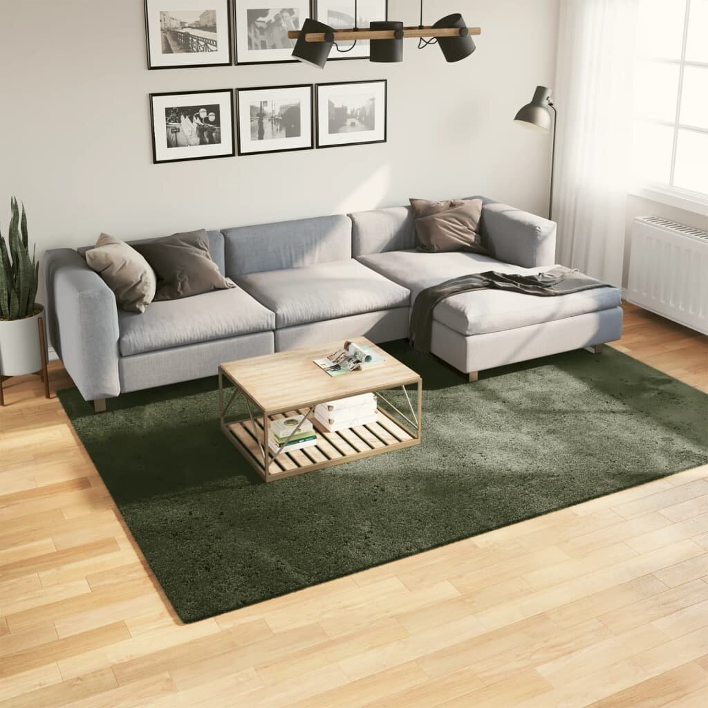 vidaXL Килим HUARTE с къс косъм мек и миещ се горско зелен 200x280см