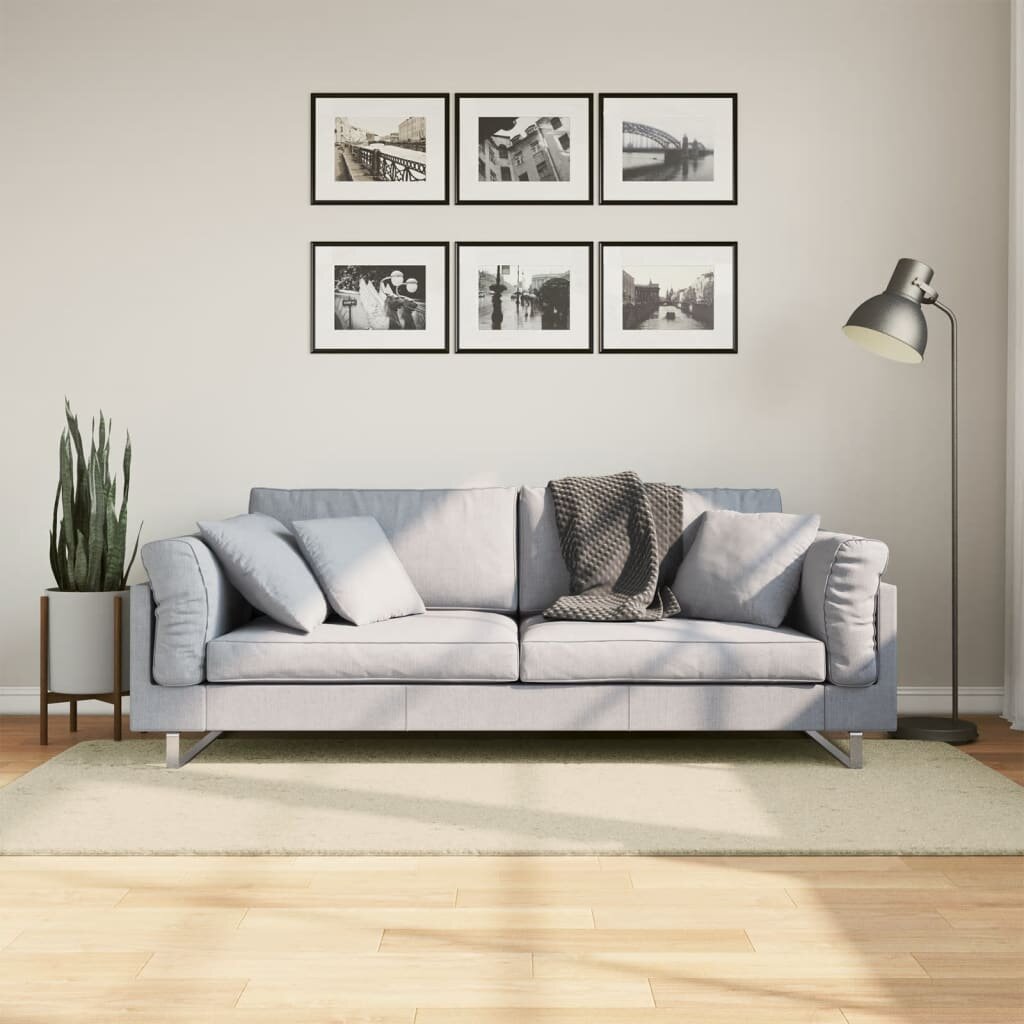 vidaXL Килим HUARTE с къс косъм мек и миещ се кремав 100x200 см