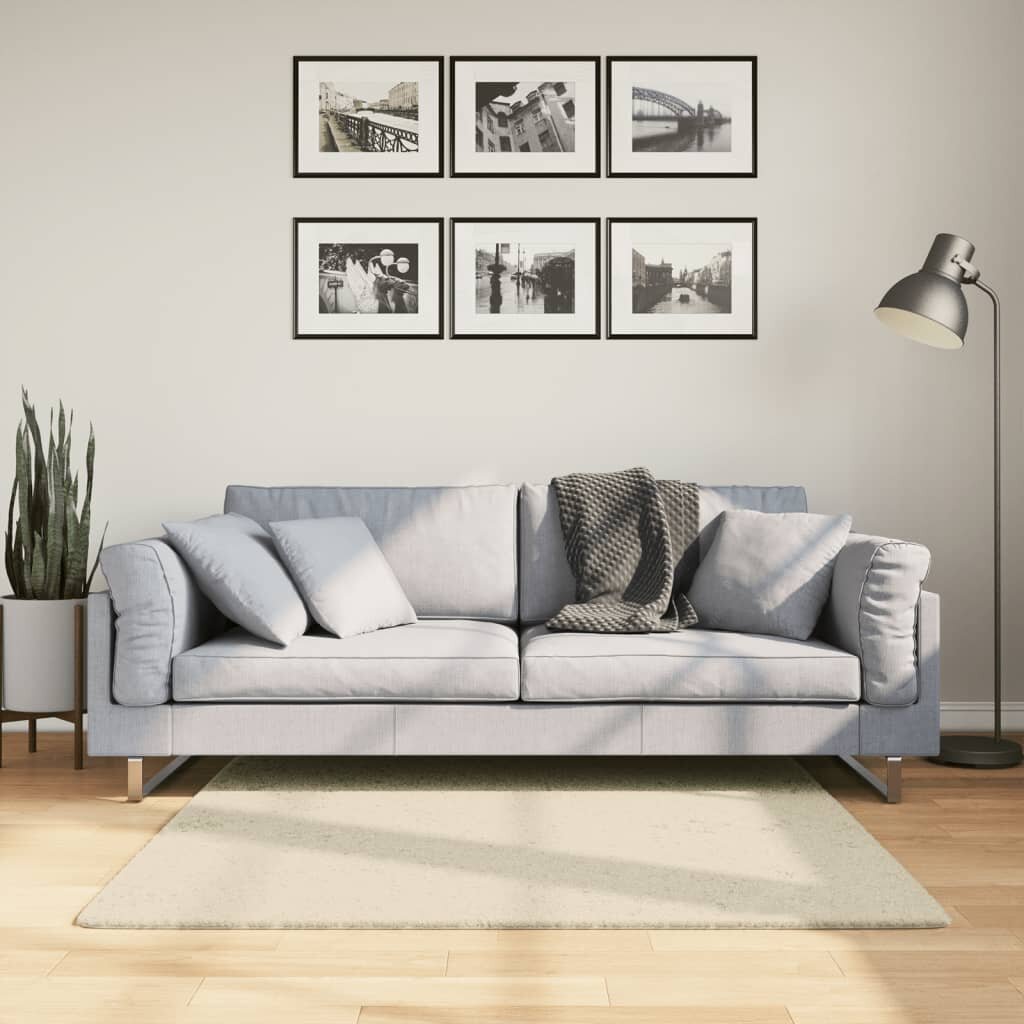 vidaXL Килим HUARTE с къс косъм мек и миещ се кремав 120x120 см