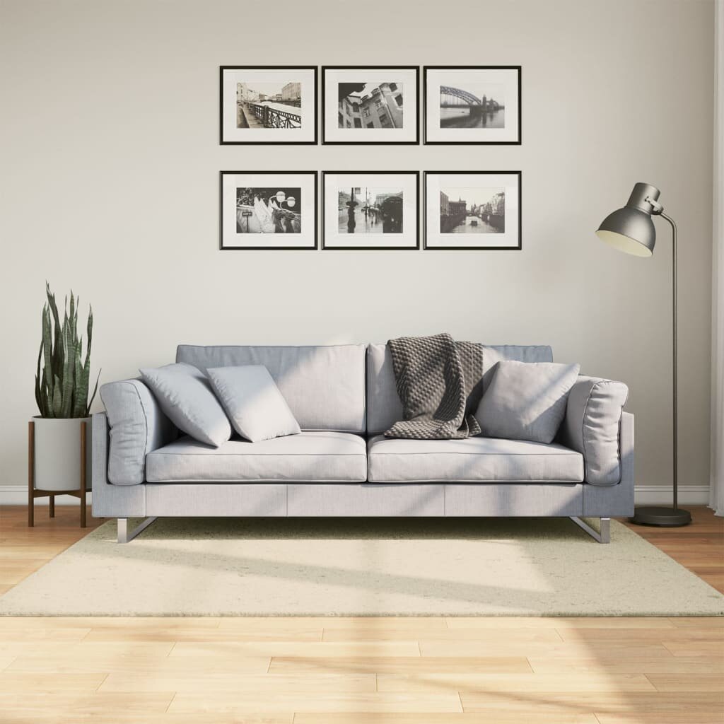 vidaXL Килим HUARTE с къс косъм мек и миещ се кремав 120x170 см