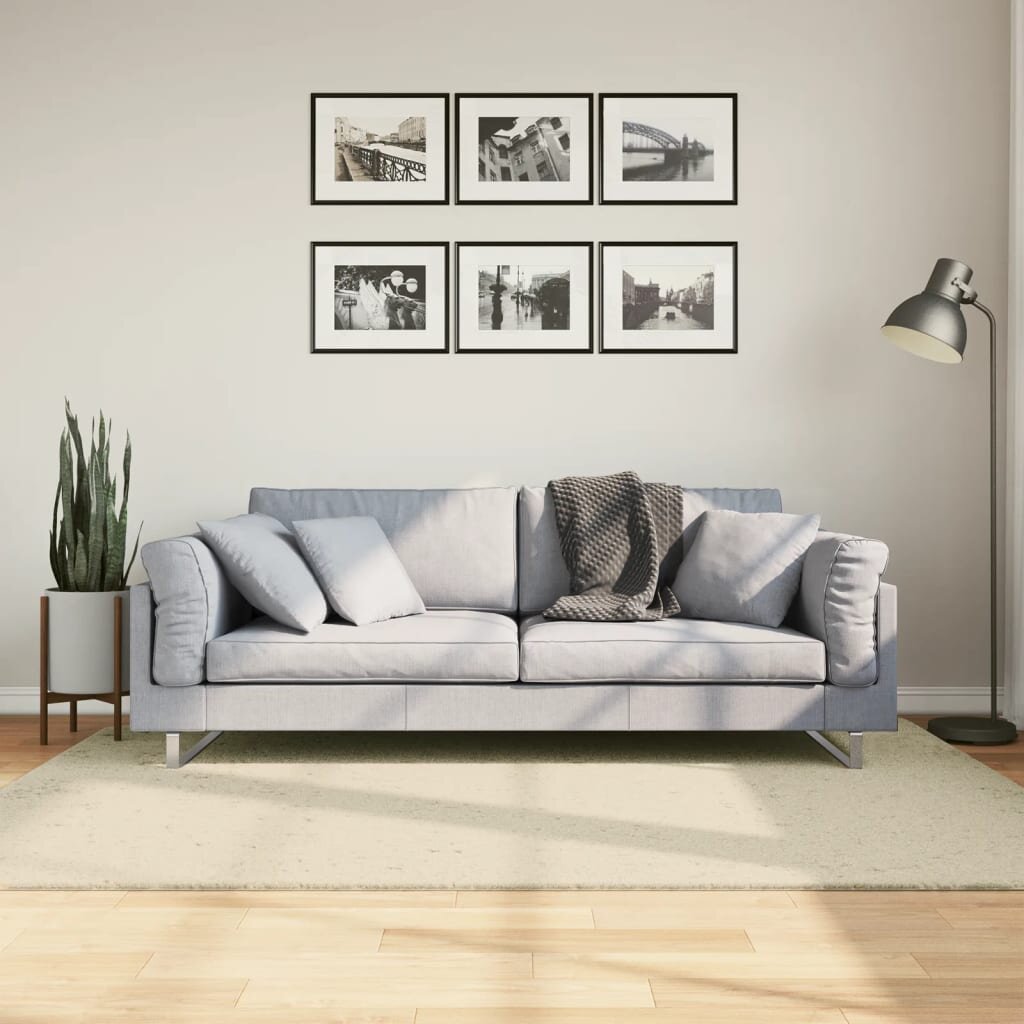 vidaXL Килим HUARTE с къс косъм мек и миещ се кремав 140x200 см