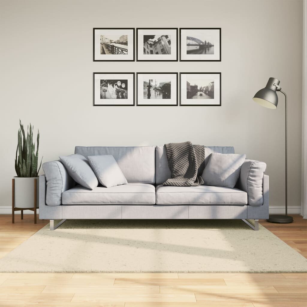 vidaXL Килим HUARTE с къс косъм мек и миещ се кремав 160x160 см