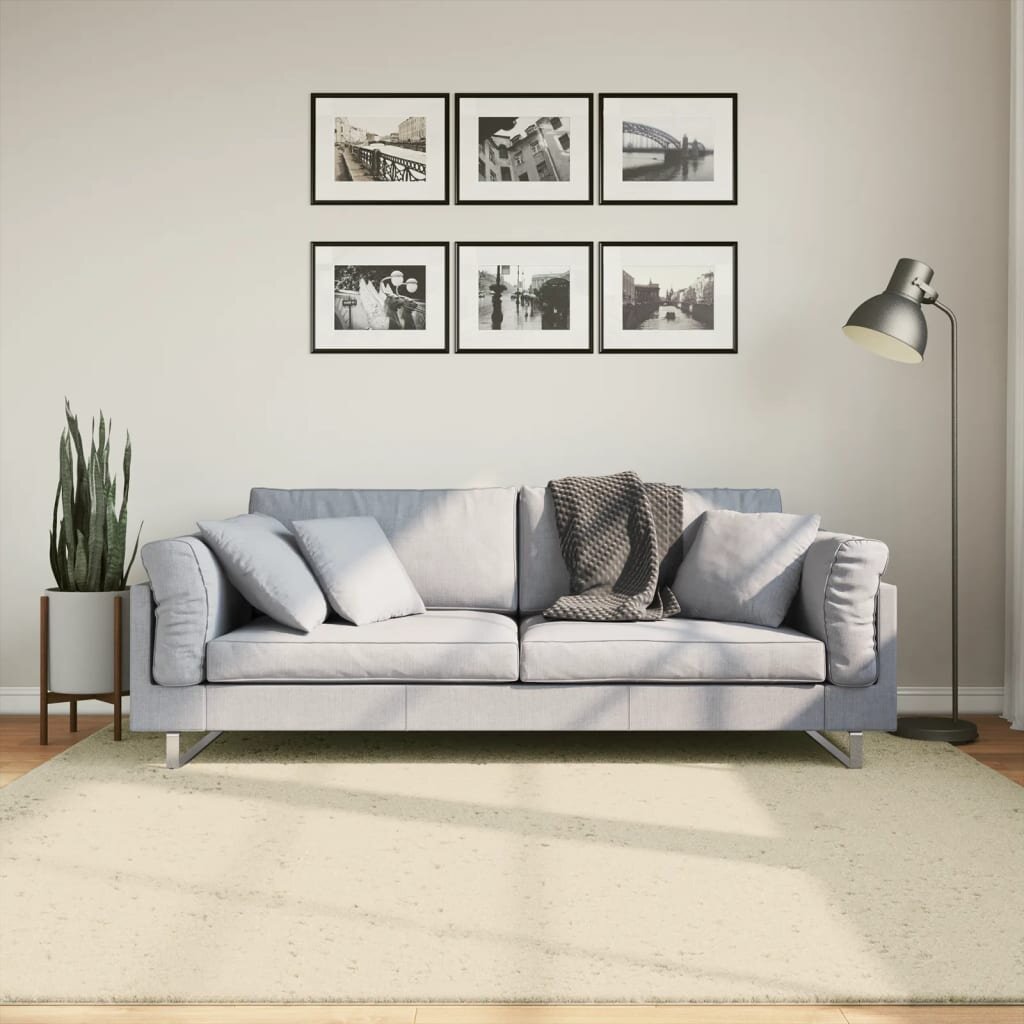 vidaXL Килим HUARTE с къс косъм мек и миещ се кремав 200x200 см