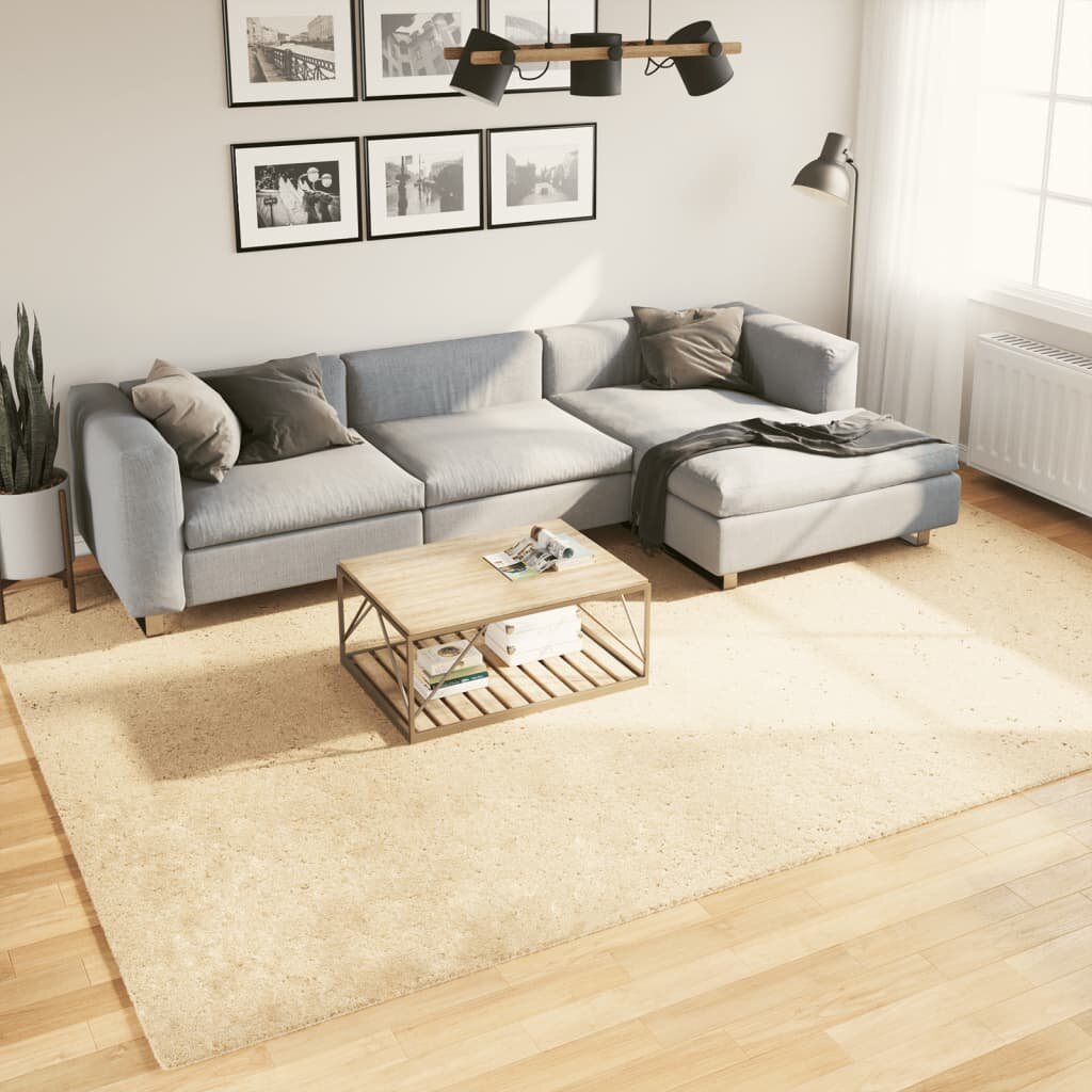vidaXL Килим HUARTE с къс косъм мек и миещ се кремав 240x340 см