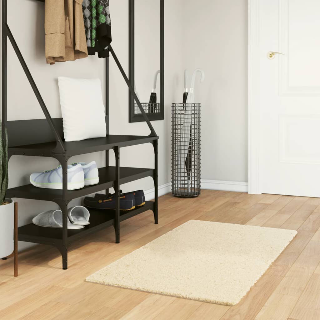 vidaXL Килим HUARTE с къс косъм мек и миещ се кремав 60x110 см