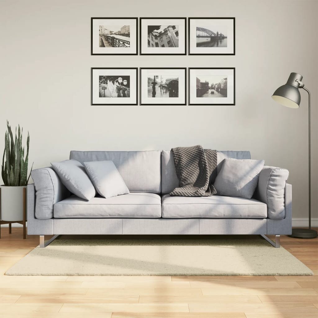 vidaXL Килим HUARTE с къс косъм мек и миещ се кремав 80x150 см