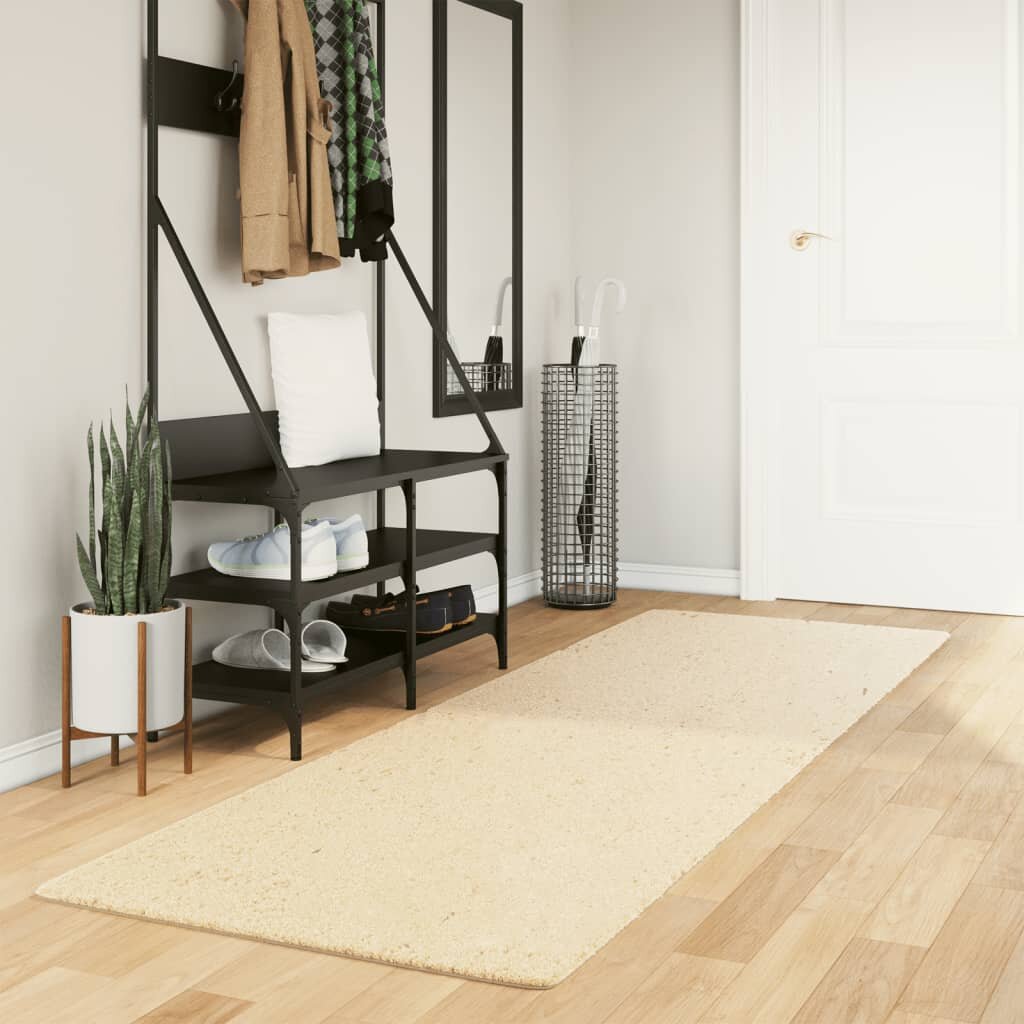 vidaXL Килим HUARTE с къс косъм мек и миещ се кремав 80x250 см