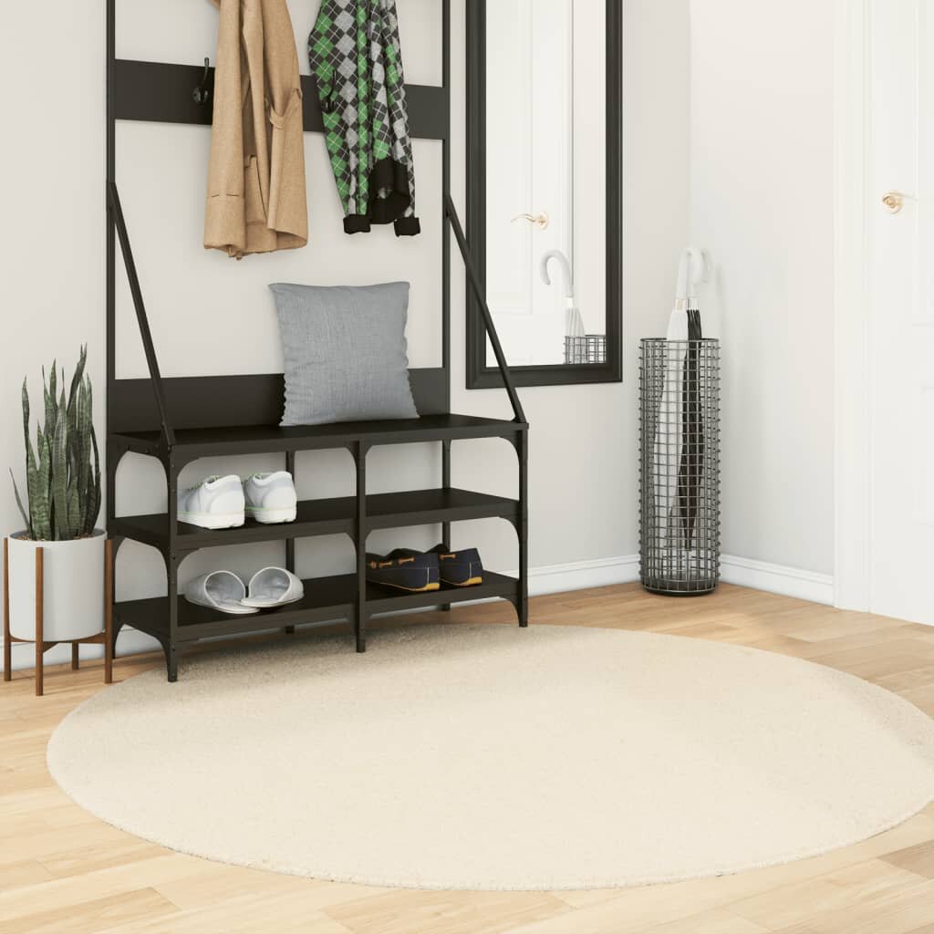 vidaXL Килим HUARTE с къс косъм мек и миещ се кремав Ø 160 см