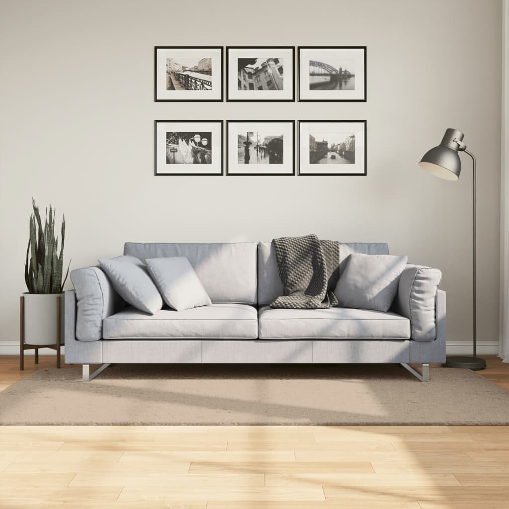 vidaXL Килим HUARTE с къс косъм мек и миещ се пясъчен 100x200 см