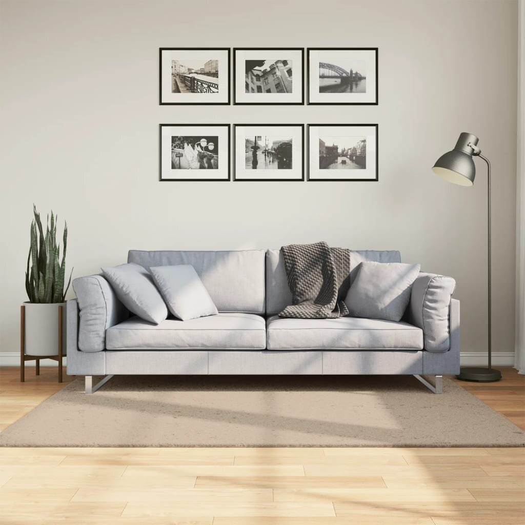 vidaXL Килим HUARTE с къс косъм мек и миещ се пясъчен 120x170 см