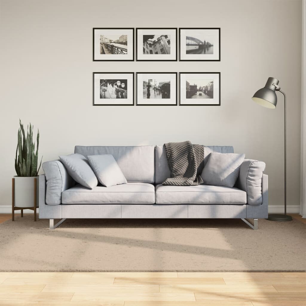vidaXL Килим HUARTE с къс косъм мек и миещ се пясъчен 160x230 см