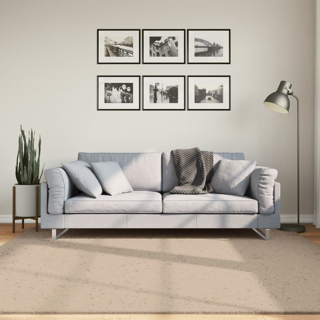 vidaXL Килим HUARTE с къс косъм мек и миещ се пясъчен 200x200 см