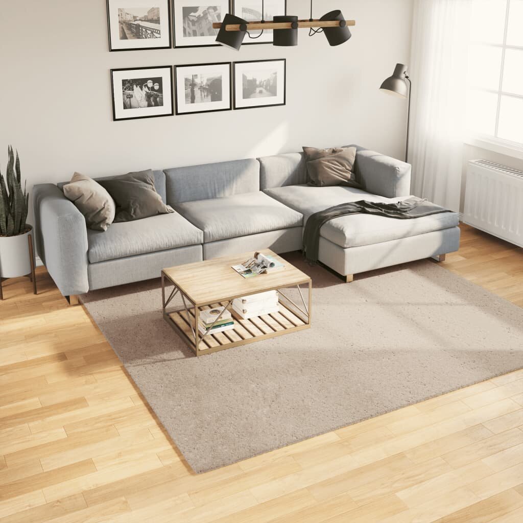 vidaXL Килим HUARTE с къс косъм мек и миещ се пясъчен 240x240 см