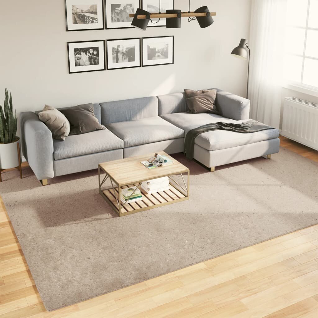 vidaXL Килим HUARTE с къс косъм мек и миещ се пясъчен 240x340 см