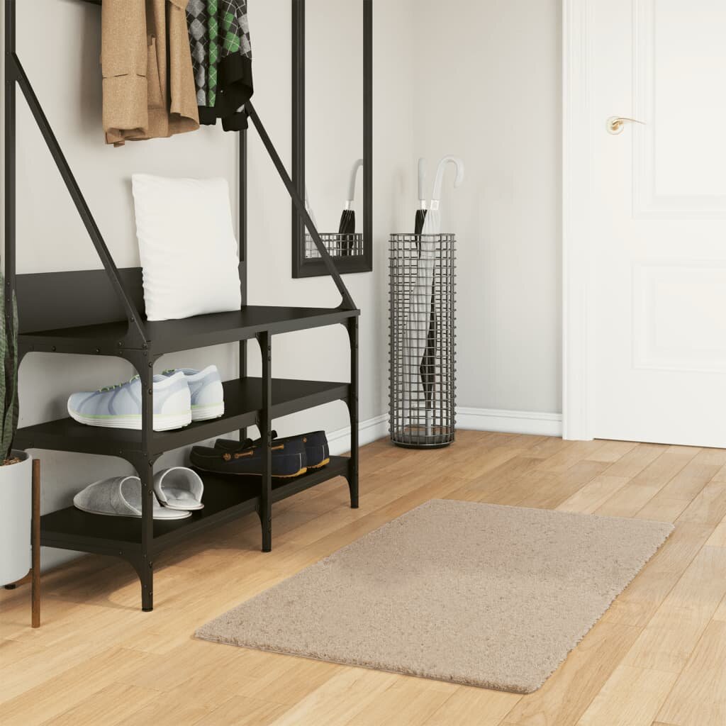 vidaXL Килим HUARTE с къс косъм мек и миещ се пясъчен 60x110 см