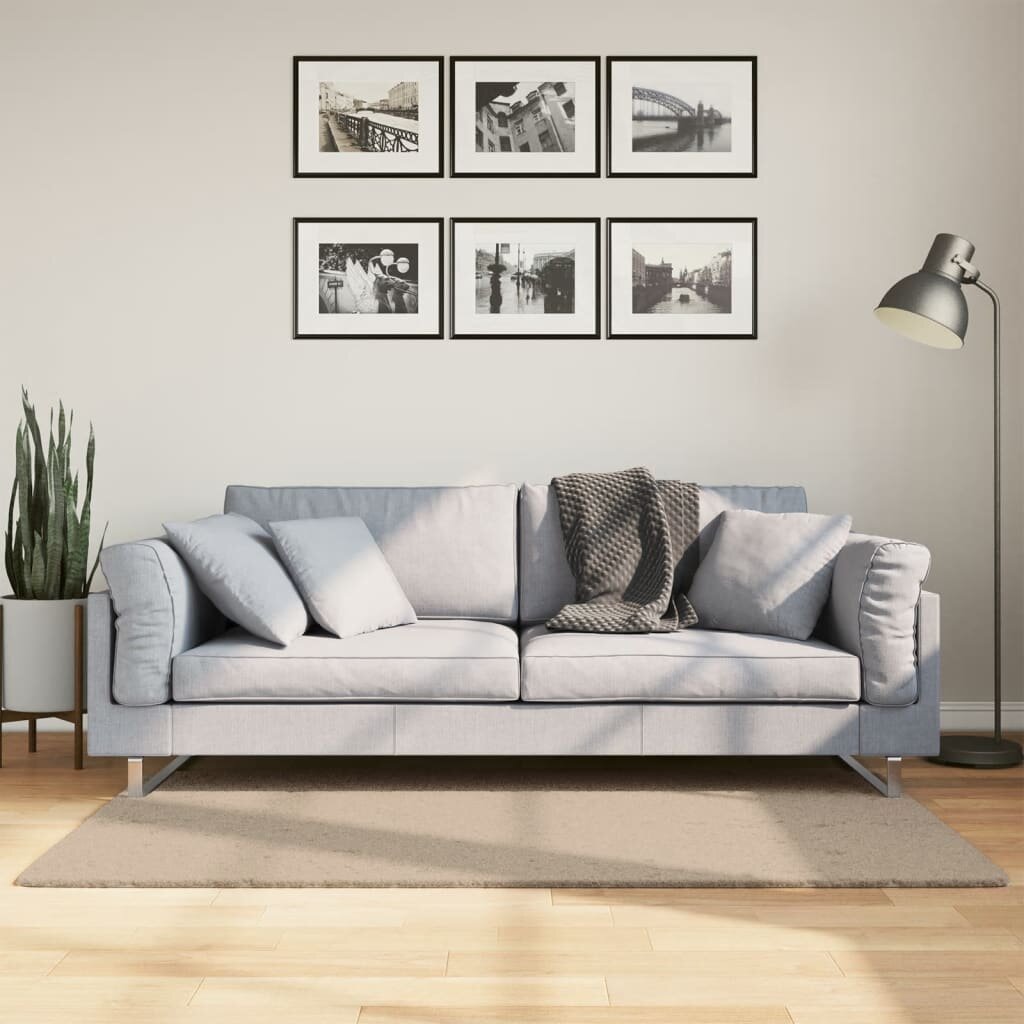 vidaXL Килим HUARTE с къс косъм мек и миещ се пясъчен 80x150 см