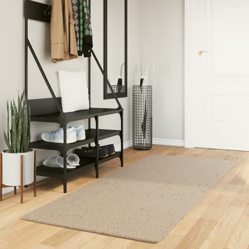 vidaXL Килим HUARTE с къс косъм мек и миещ се пясъчен 80x200 см