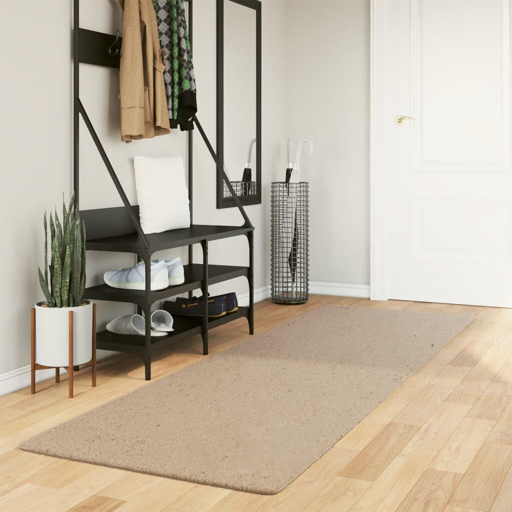 vidaXL Килим HUARTE с къс косъм мек и миещ се пясъчен 80x250 см