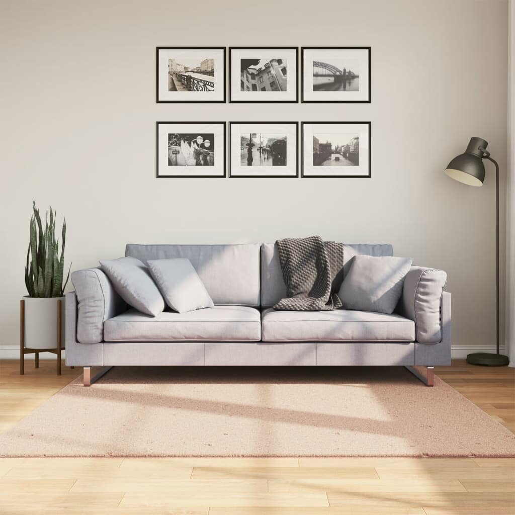 vidaXL Килим HUARTE с къс косъм мек и миещ се руж 160x160 см
