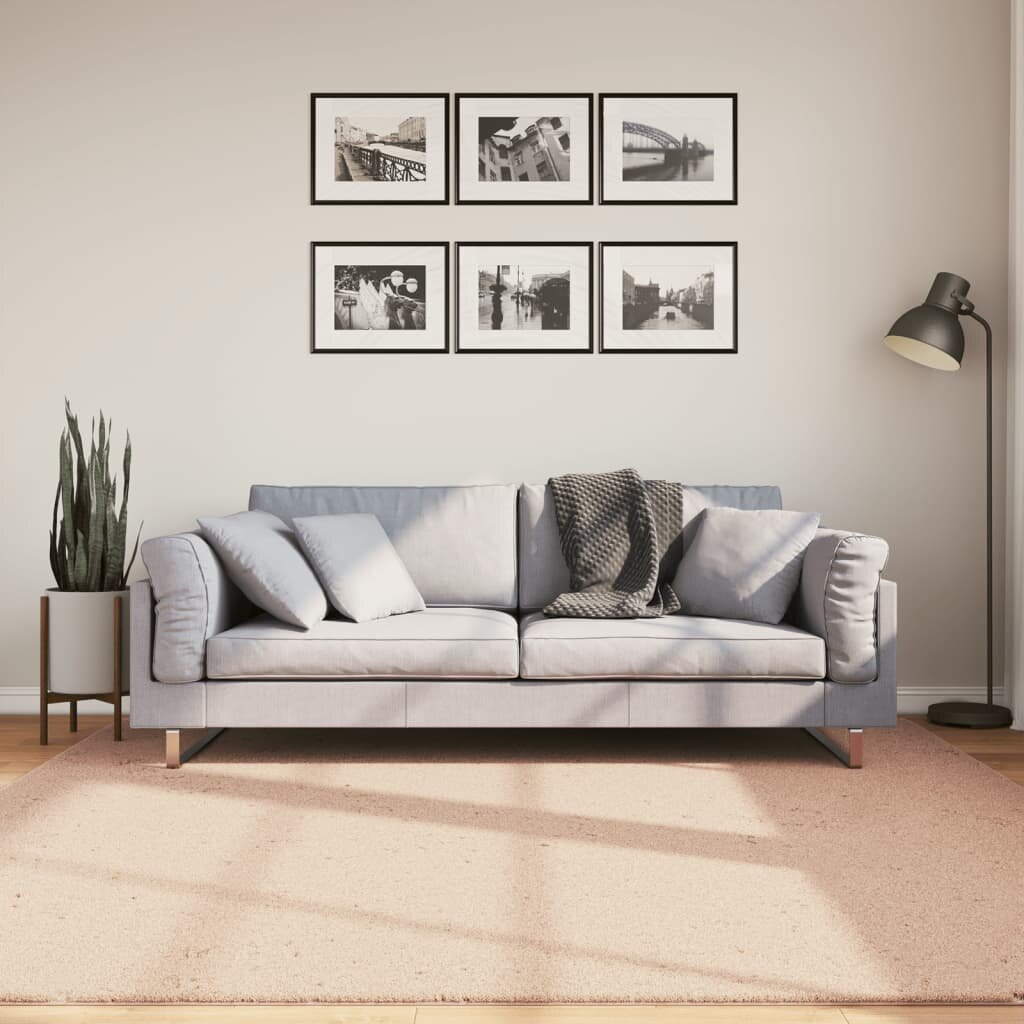 vidaXL Килим HUARTE с къс косъм мек и миещ се руж 200x200 см