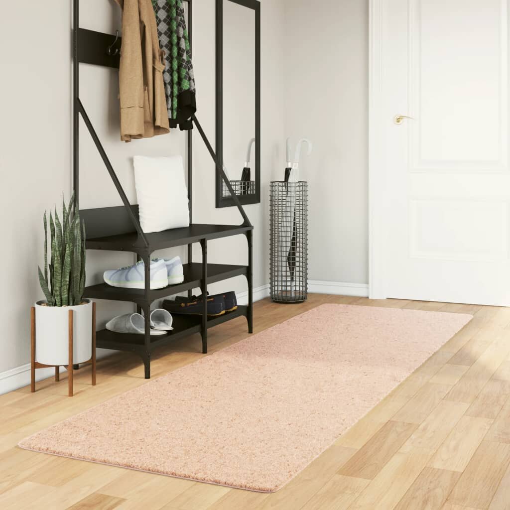 vidaXL Килим HUARTE с къс косъм мек и миещ се руж 80x250 см