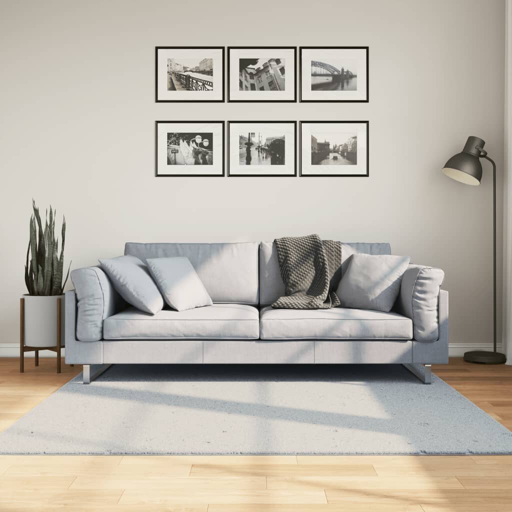 vidaXL Килим HUARTE с къс косъм мек и миещ се син 160x160 см
