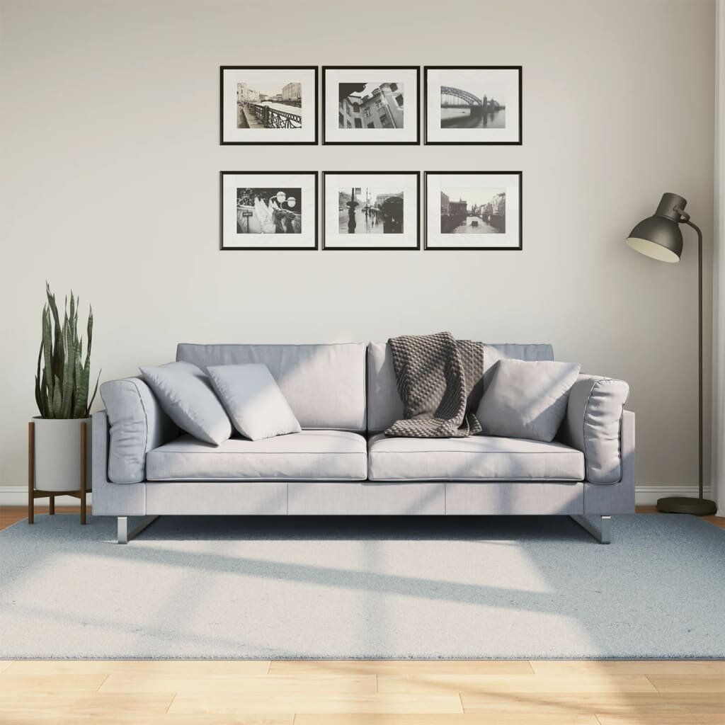 vidaXL Килим HUARTE с къс косъм мек и миещ се син 160x230 см
