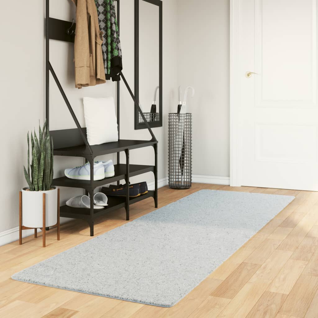 vidaXL Килим HUARTE с къс косъм мек и миещ се син 80x250 см