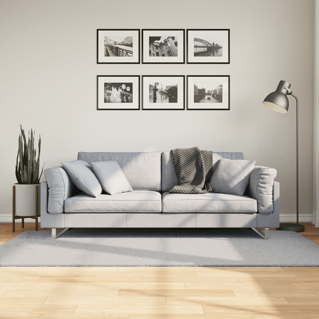 vidaXL Килим HUARTE с къс косъм мек и миещ се сив 100x200 см