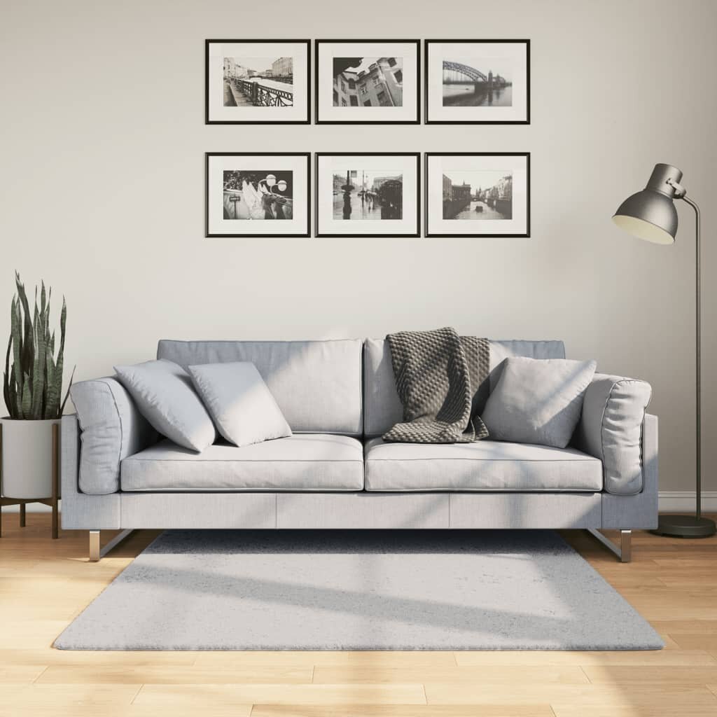 vidaXL Килим HUARTE с къс косъм мек и миещ се сив 120x120 см