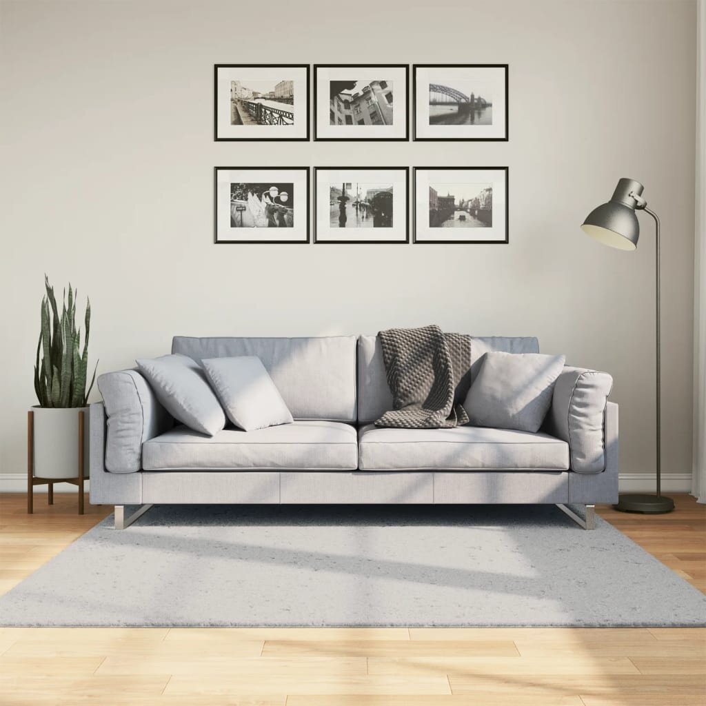 vidaXL Килим HUARTE с къс косъм мек и миещ се сив 160x160 см