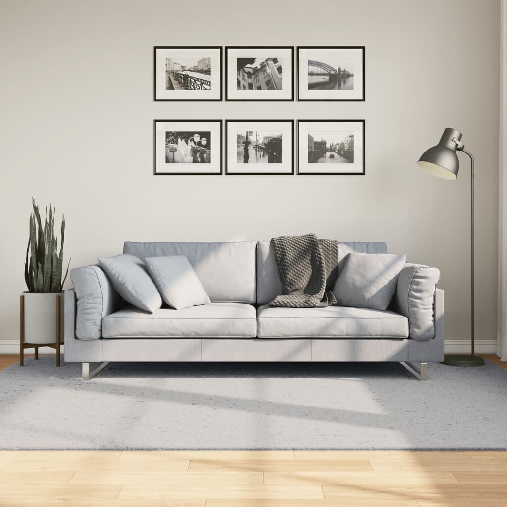 vidaXL Килим HUARTE с къс косъм мек и миещ се сив 160x230 см