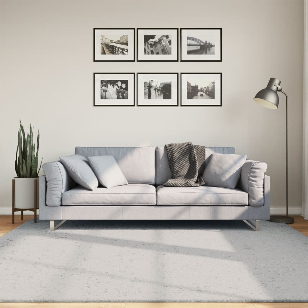 vidaXL Килим HUARTE с къс косъм мек и миещ се сив 200x200 см