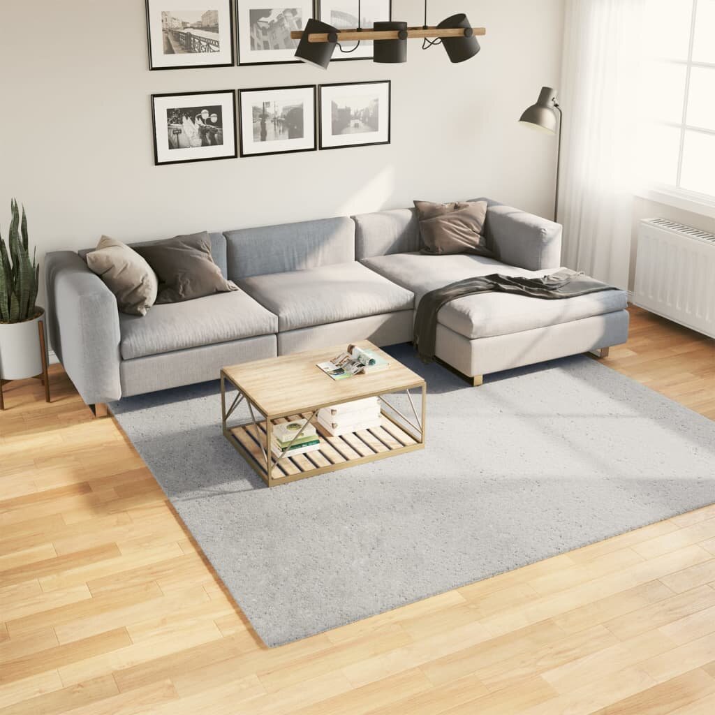 vidaXL Килим HUARTE с къс косъм мек и миещ се сив 240x240 см